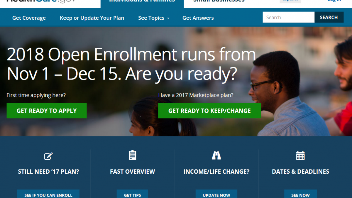 Screenshot of HealthCare.gov website
