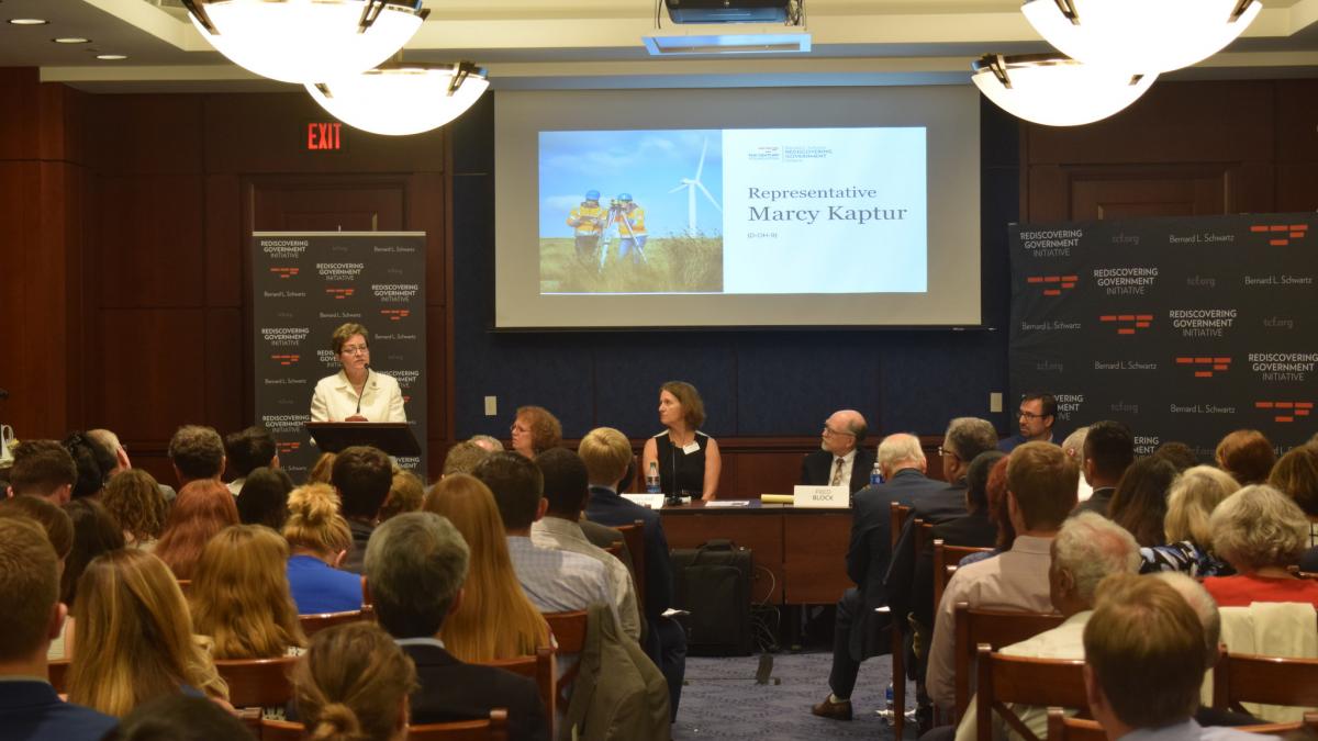 Kaptur speaks at an event in Washington, D.C. about jobs and wages