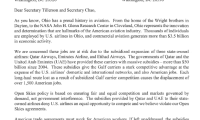 Kaptur Gibbs open skies letter