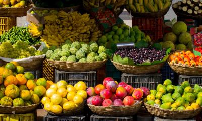 Colorful fruits at market