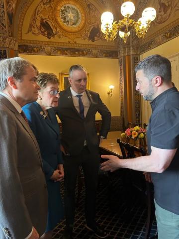 Co-Chairs of the Congressional Ukraine Caucus&nbsp;meet with Ukrainian President&nbsp;Volodymyr Zelenskyy in the Capitol during the week of the 2024 NATO Summit in Washington, DC.
