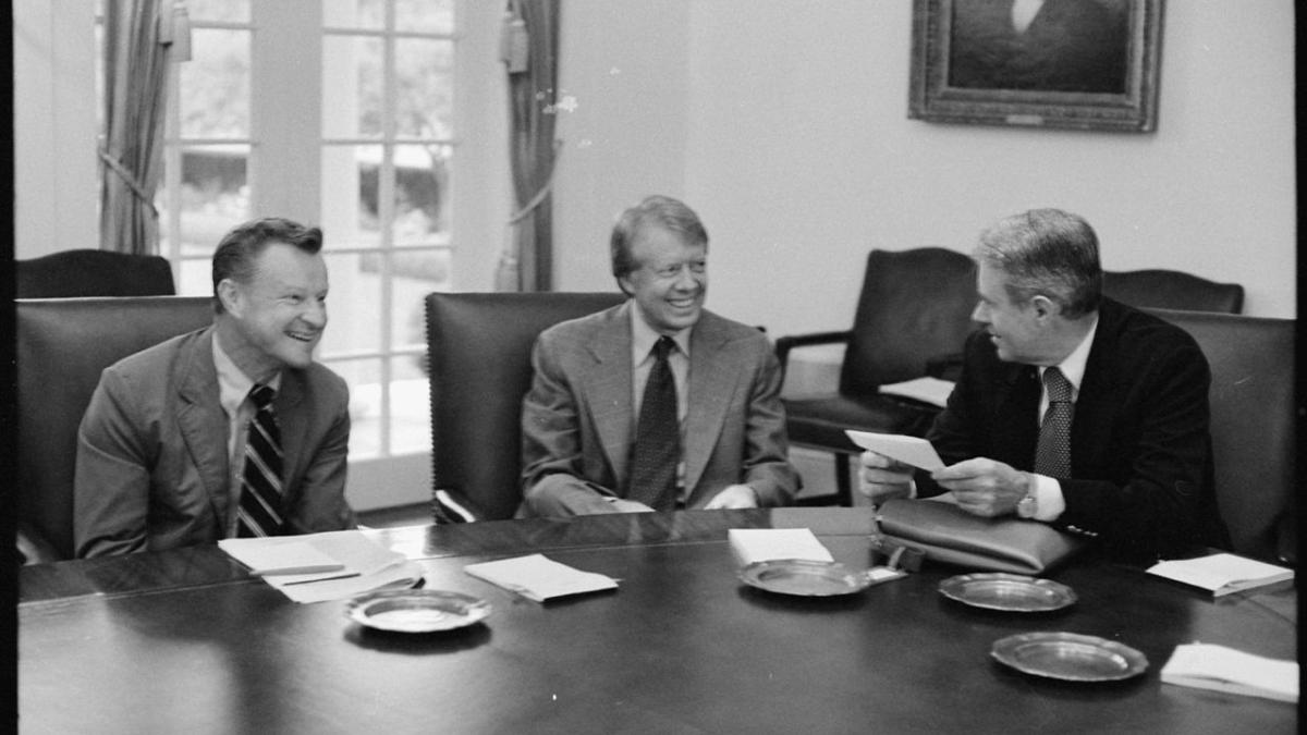 Zbigniew Brzezinski, Jimmy Carter and Cyrus Vance 1977