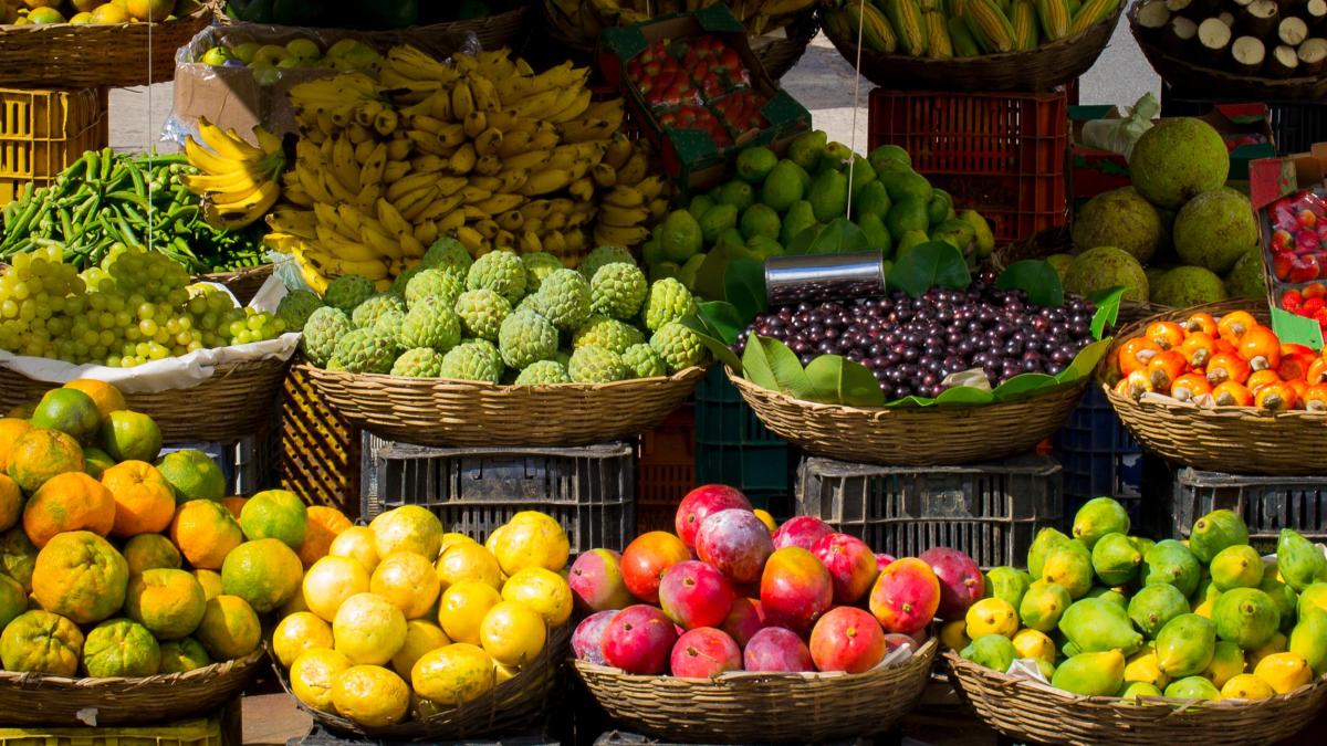 Colorful fruits at market