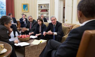 Mueller in Oval Office with President Barack Obama