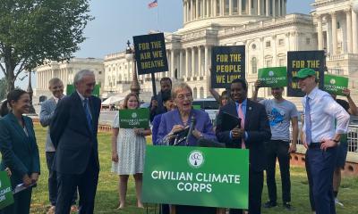 Rep. Kaptur speaking at Civilian Climate Corps press conference.