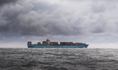 Container ship at sea