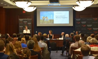 Kaptur speaks at an event in Washington, D.C. about jobs and wages