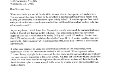 Portman, Brown and Kaptur letter to Sec. Ross